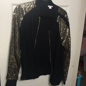 Gold sequin light bomber